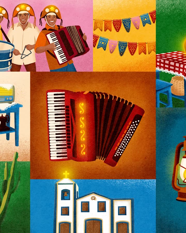 Ilustrações de São João da campanha Nordeste Aceso